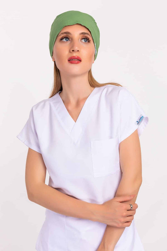 Düz Fıstık Yeşili Renk Doktor Hemşire Hastane Aşçı Medikal Cerrahi Bone