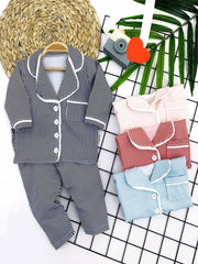 9-12-18-24 Ay Çizgili Düğme Kapamalı 2li Kız Erkek Bebek Pijama Takımı - Pazaribu