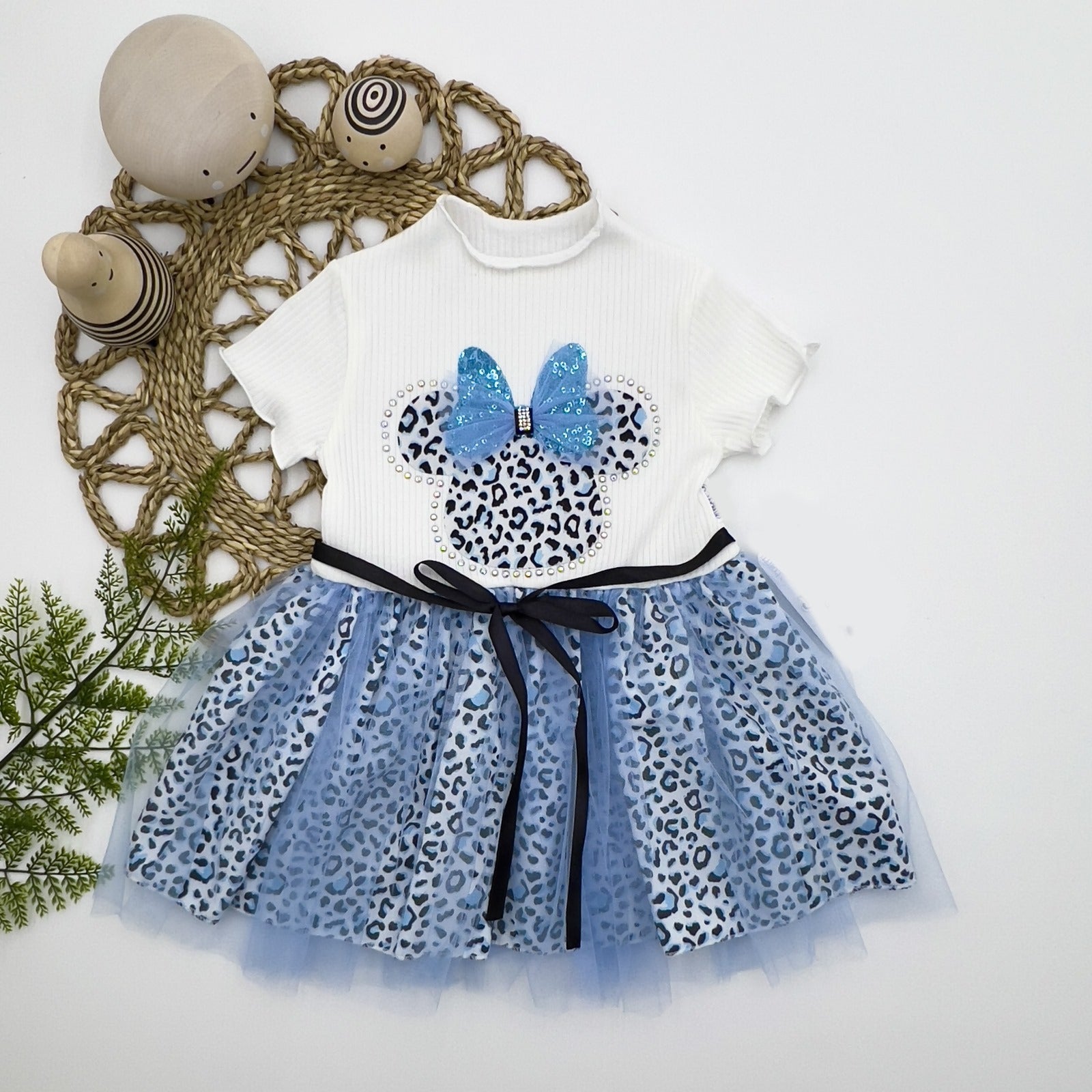 1-2-3 Yaş Fiyonklu Mickey Astarlı Etekli Kız Bebek Tütü Elbisesi - Pazaribu