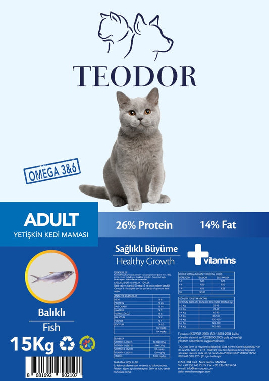 Teodor Adult Balıklı Kedi Maması 15 Kg. - Pazaribu
