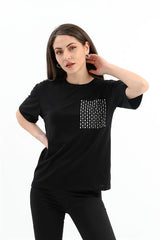 Zımba Detaylı Cepli T- shirt - Siyah - Pazaribu